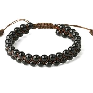 6mm Natural Stone Double Layers Bracelet Healing Black Onyx (Unisex)